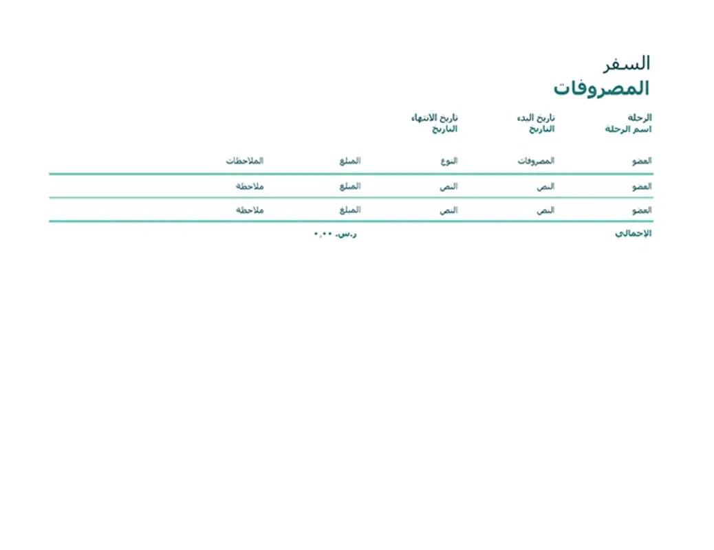 متعقب مصروفات السفر green modern simple