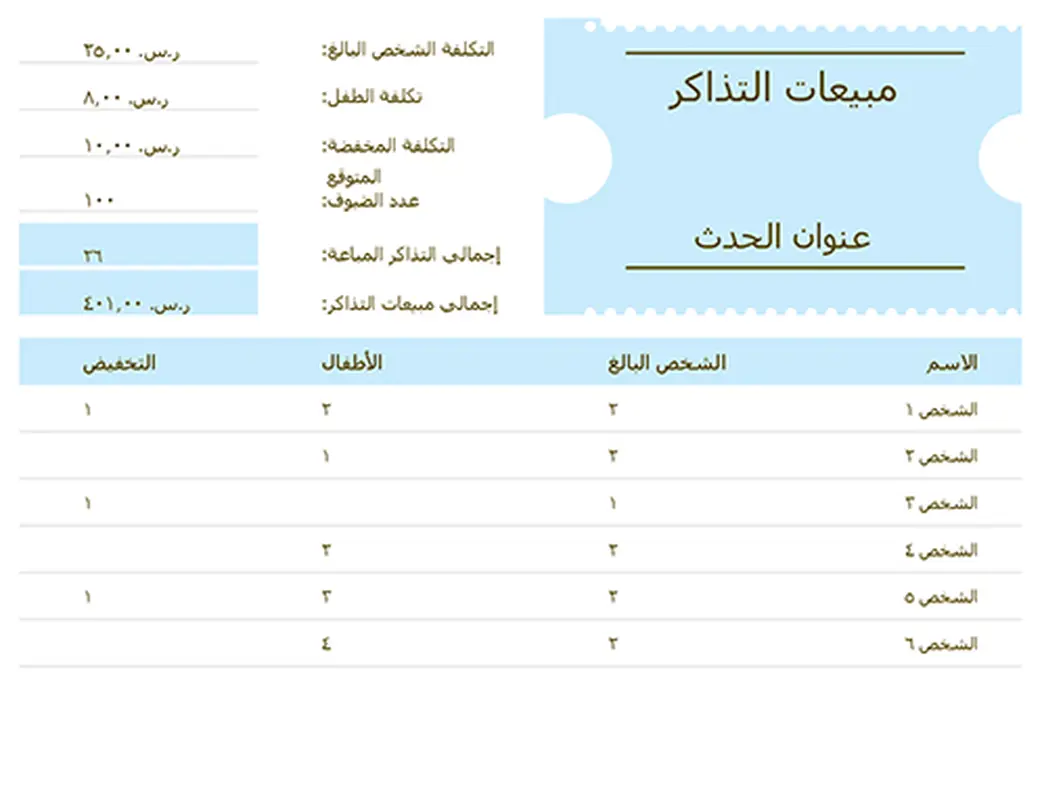 متعقب مبيعات التذاكر modern simple