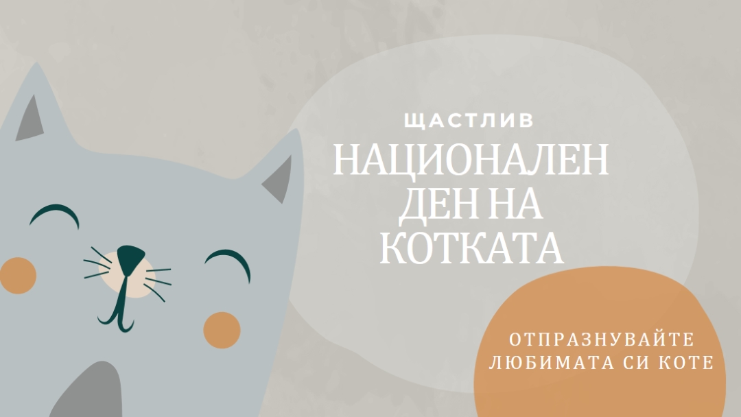 Честит национален ден на котката gray organic-simple