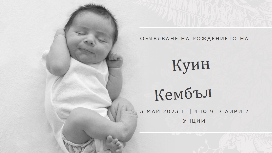 Обявяване на раждането на gray modern-simple