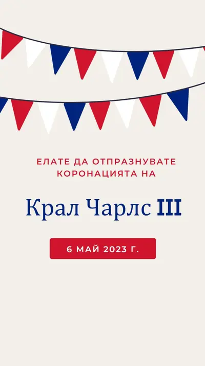 Елате да отпразнувате коронацията red modern-simple