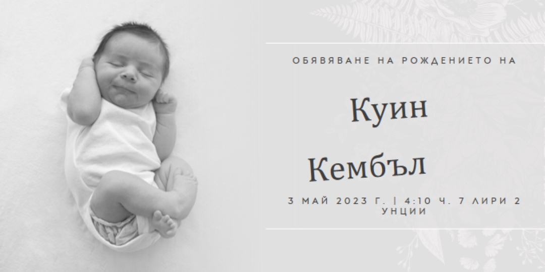 Обявяване на раждането на gray modern-simple