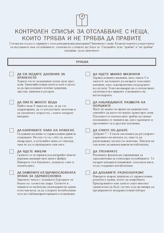 Контролен списък за отслабване с неща, които трябва и не трябва да правите modern-simple