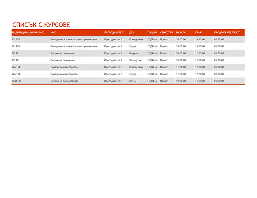 Семестърът накратко modern-simple
