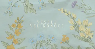 Velikonoční přání blue vintage-botanical