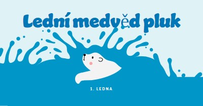 Šťastný lední medvěd vnořený den blue whimsical-color-block