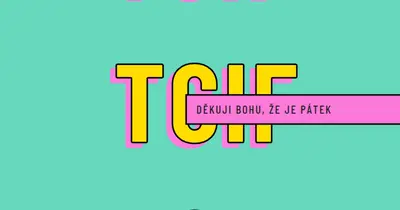 Díky bohu, že je pátek yellow modern-bold
