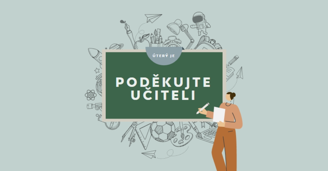Poděkování pro učitele green modern-color-block