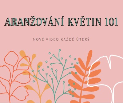 Koketní květy pink whimsical-line