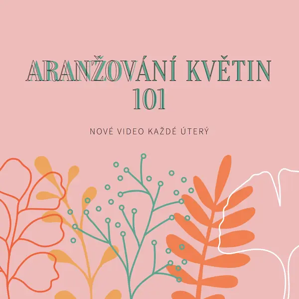 Koketní květy pink whimsical-line