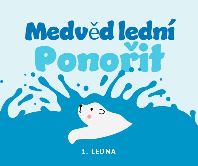 Šťastný lední medvěd vnořený den blue whimsical-color-block