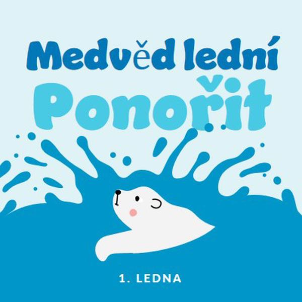 Šťastný lední medvěd vnořený den blue whimsical-color-block