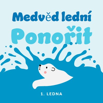 Šťastný lední medvěd vnořený den blue whimsical-color-block