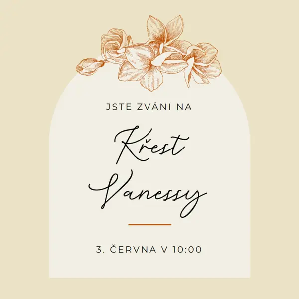 Pozvání ke křestu yellow vintage-botanical