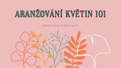 Koketní květy pink whimsical-line