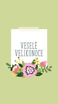 Velikonoce rozkvetlé green whimsical-line