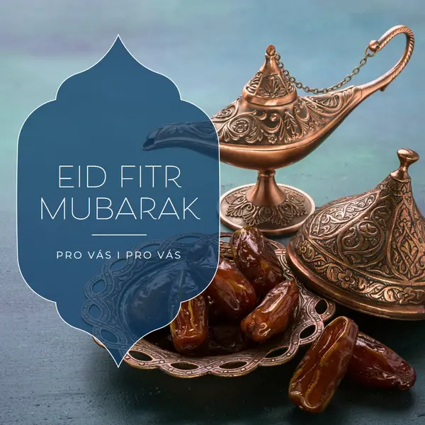 Eid al-Fitr Mubarak tobě i tvým blue organic-boho