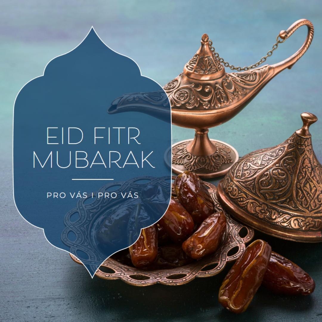 Eid al-Fitr Mubarak tobě i tvým blue organic-boho