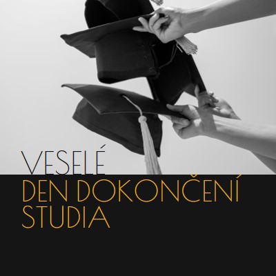 Šťastný den dokončení studia black modern-simple