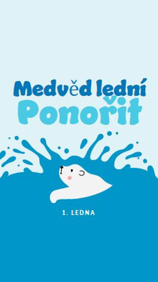 Šťastný lední medvěd vnořený den blue whimsical-color-block