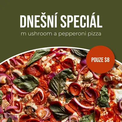 Dnešní speciální pizza green modern,bold,photo