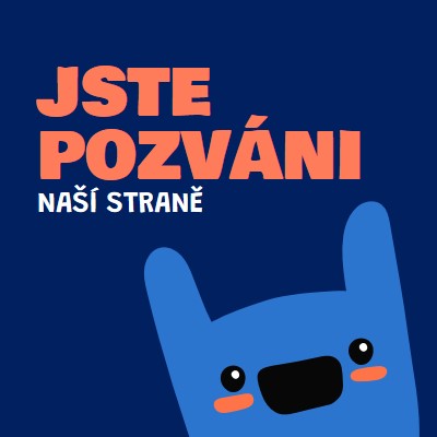 Jste pozváni na náš večírek blue whimsical,bold,monster