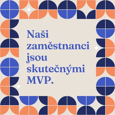 Karta s poděkováním za zaměstnance blue simple,retro,frame,shapes,fun,geometric