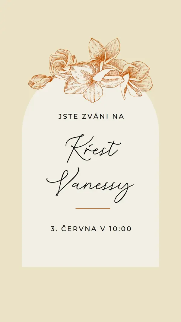Pozvání ke křestu yellow vintage-botanical