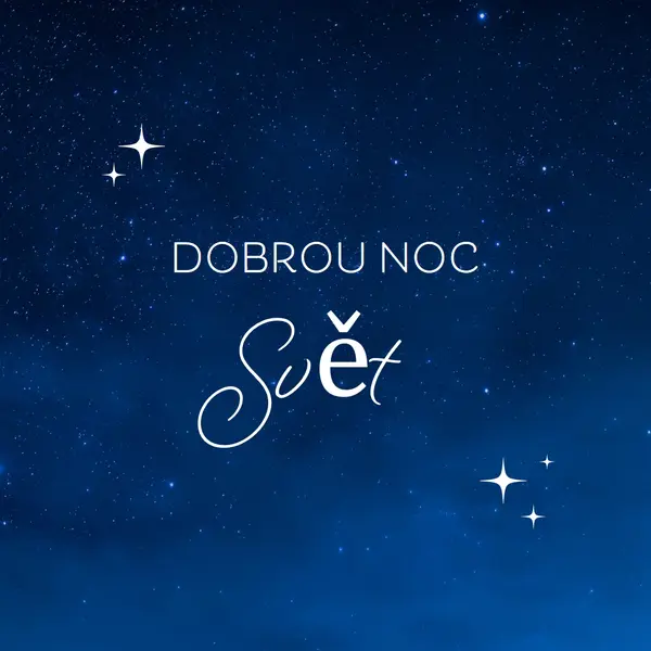 Svět dobrou noc blue modern,simple,typographic,whimsical,motif,