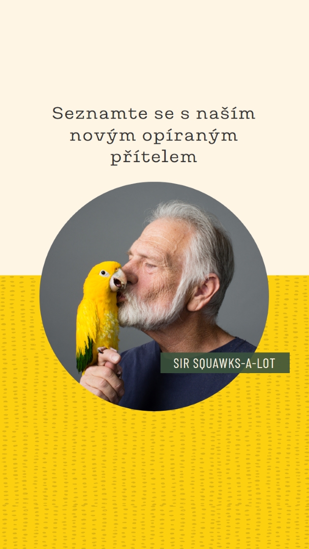 Pták v ruce yellow organic-simple