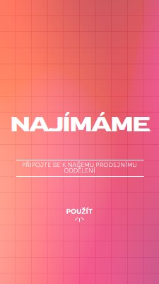 Najímáme - připojte se k nám! pink simple,bold,gradient,grid,minimal,bright