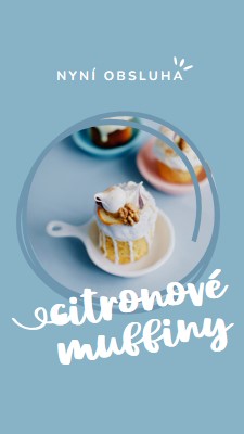 Nyní servíruje citronové muffiny blue modern,playful,whimsical