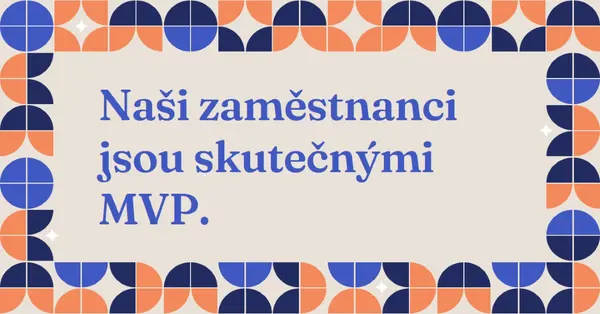 Karta s poděkováním za zaměstnance blue simple,retro,frame,shapes,fun,geometric