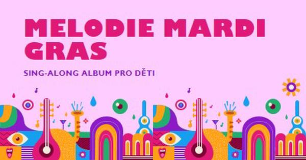 Melodie Mardi Gras pro děti pink whimsical,fun,illustration,geometric,graphic,bright