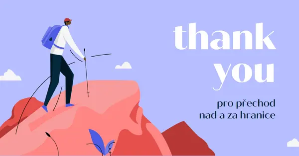 Poděkování zaměstnanci blue simple,inspiring,mountain,graphic,illustration,bold