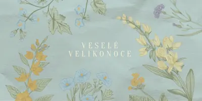 Velikonoční přání blue vintage-botanical