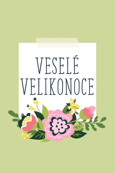 Velikonoce rozkvetlé green whimsical-line