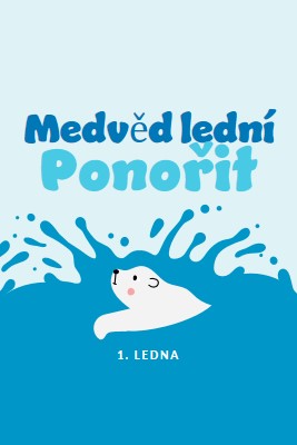 Šťastný lední medvěd vnořený den blue whimsical-color-block