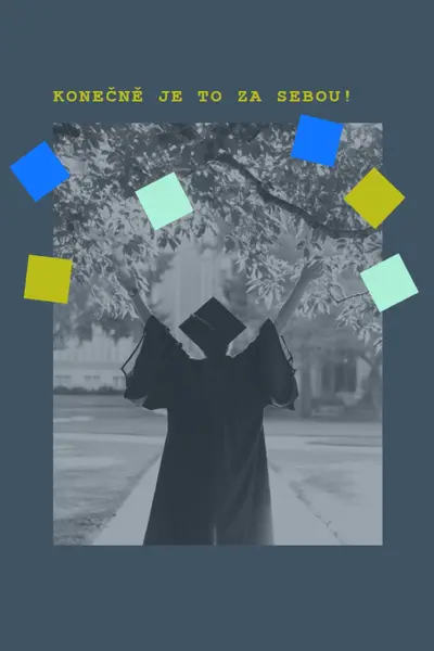 Konečně je to za sebou! blue modern-simple