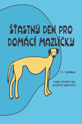 Paw otisky na našich srdcích blue whimsical-line