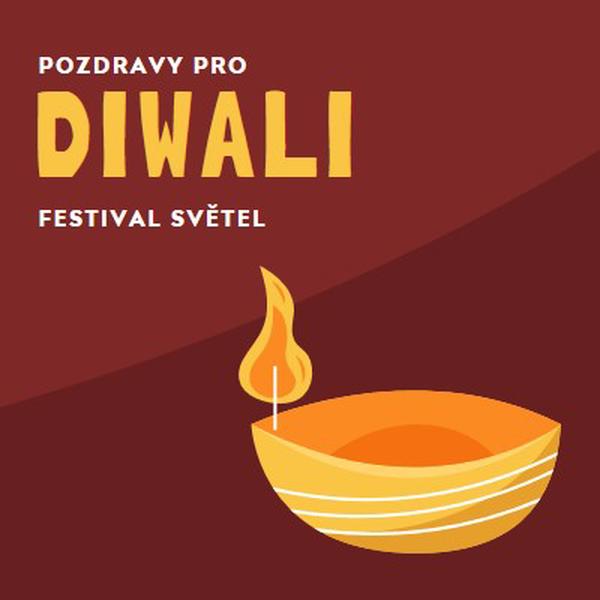 Pozdravy pro Diwali red whimsical-color-block