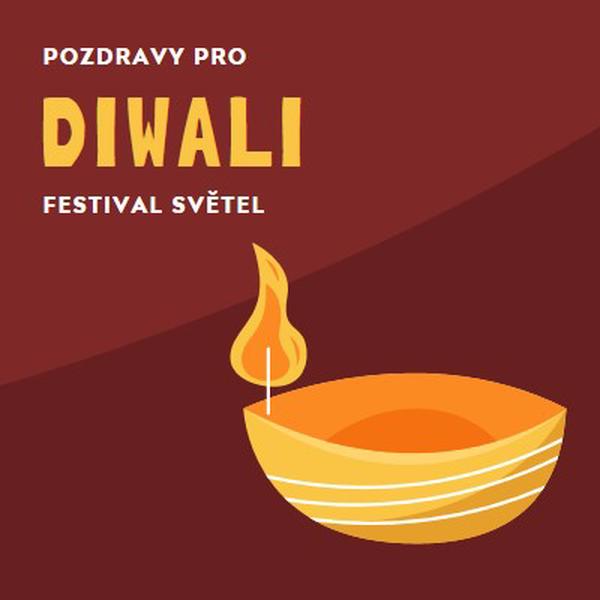 Pozdravy pro Diwali red whimsical-color-block