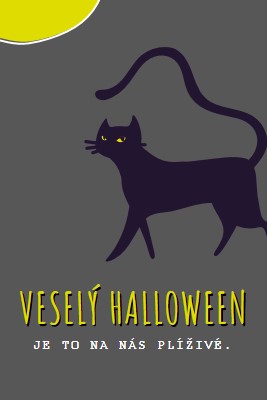 Strašidelná kočka black whimsical-color-block