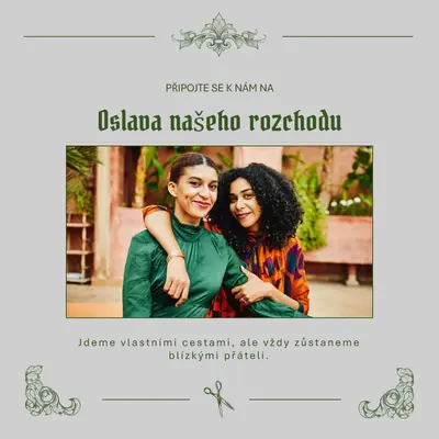 Oslava našeho rozvodu gray vintage,illustration