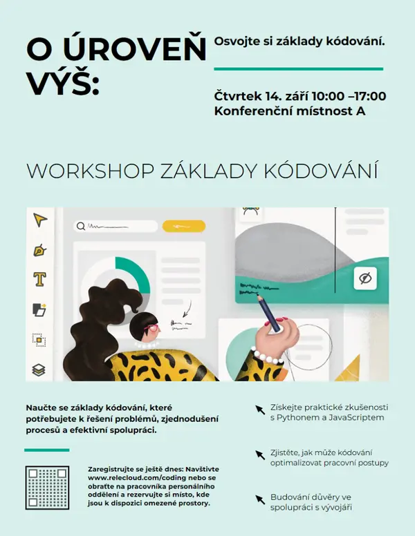 Bold tech workshop leták green modern,illustrative,informative,vector