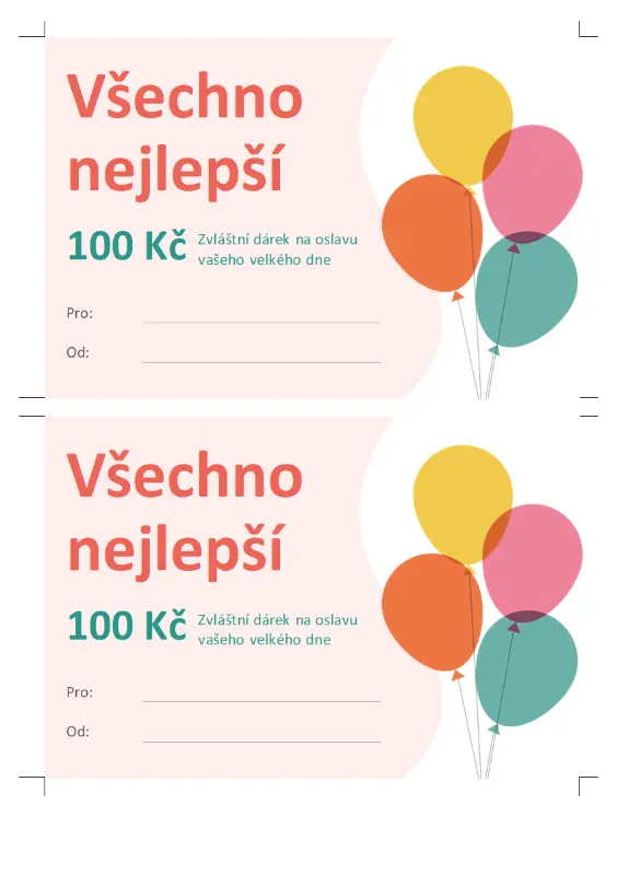 Dárková poukázka s narozeninovými balónky.  orange modern-simple