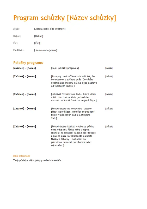Program obchodní schůzky (oranžový design) modern simple