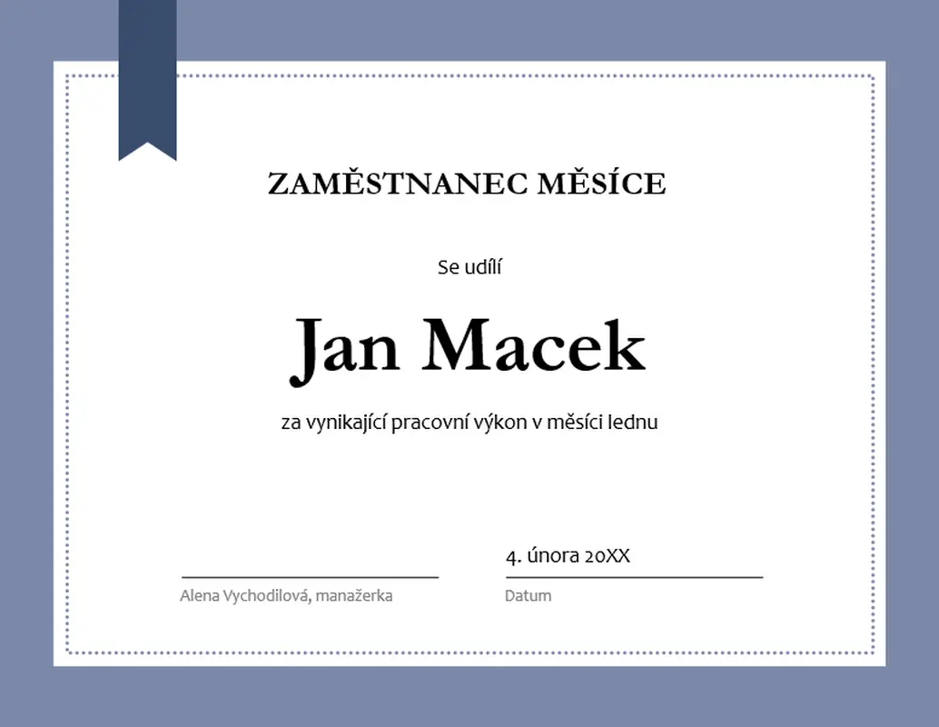 Certifikát pro zaměstnance měsíce modern-simple