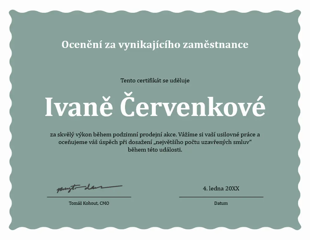 Ocenění za vynikajícího zaměstnance s vlnitým okrajem modern-simple