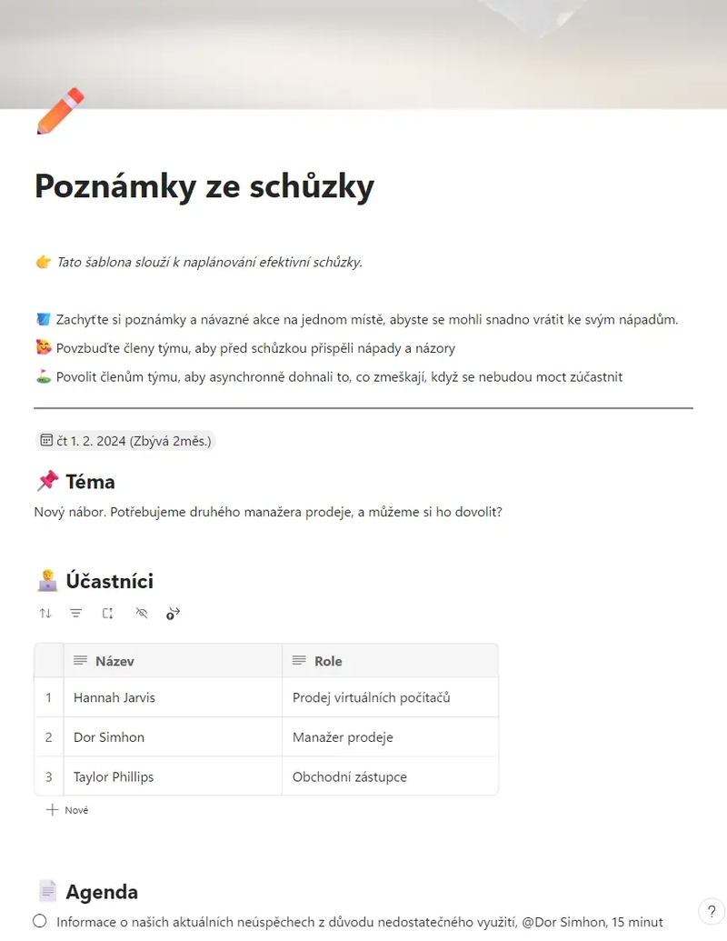 Poznámky ze schůzky